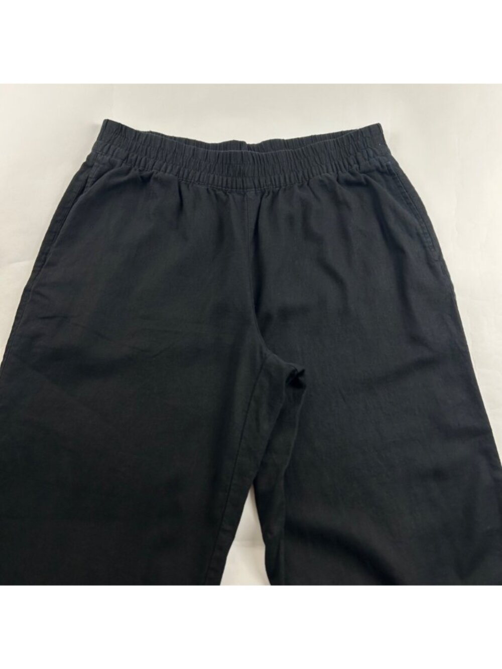 PETITE Old Navy Black Linen Blend Wide leg Lounge Pant LP - Picture 2 of 7